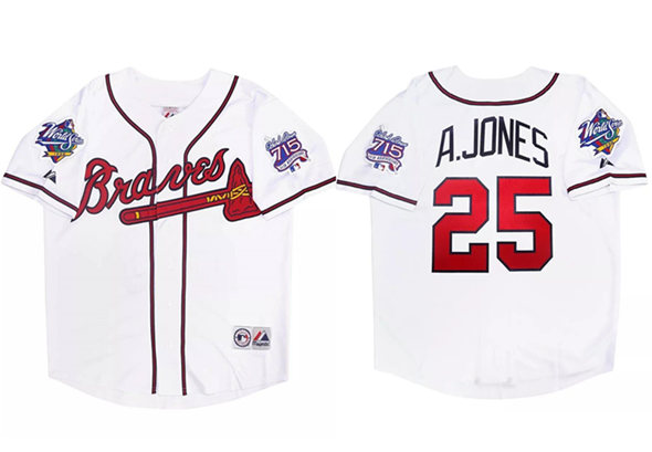 Men's Atlanta Braves Active Player Custom White 1999 World Series Home Stitched Baseball Jersey